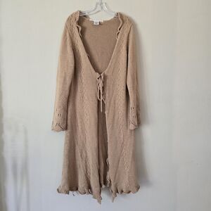 MAX STUDIO Women's Long Cardigan Duster Size Large Brown Y2K 90s